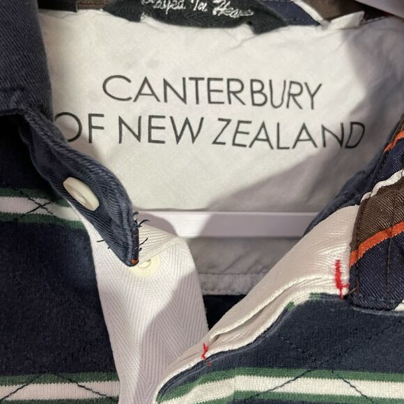 Canterbury New Zealand Rugby Shirt Men’s XL Long Sleeve Stripe Crest Logo Preppy - Picture 6 of 16
